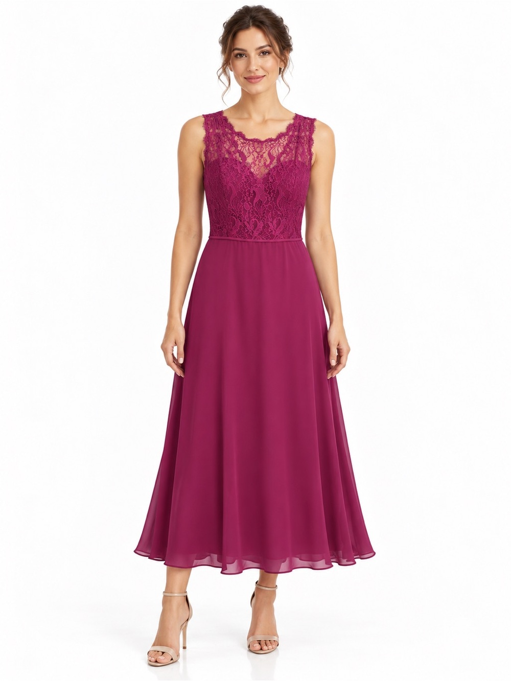 Hayley Paige Occasions Midi Dress in Plum
